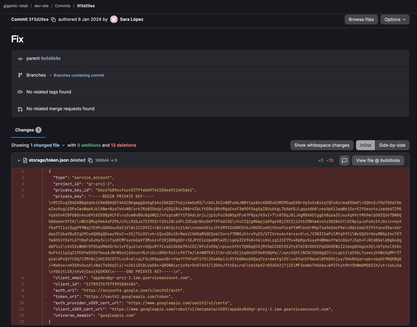 Gigantic Retail GitLab - “Fix” commit